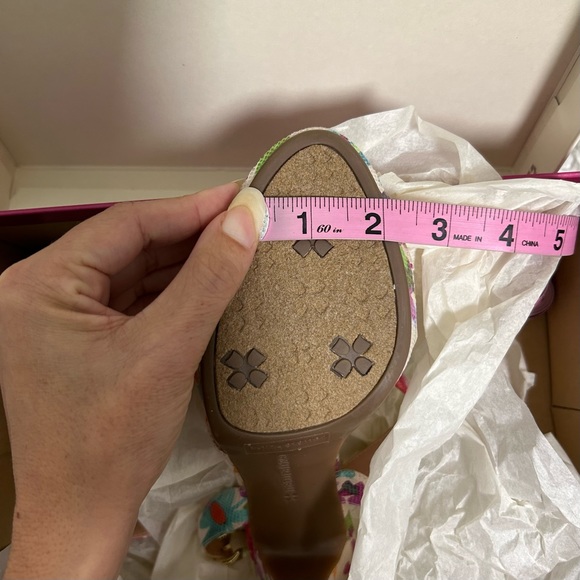 Naturalizer Impulse Floral Open Toe 3.25 Inch Heels Cream Red Pink 8N 8 Narrow - Picture 12 of 13